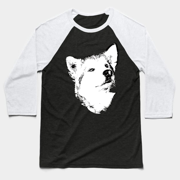 Alaskan Malamute Face Baseball T-Shirt by DoggyStyles